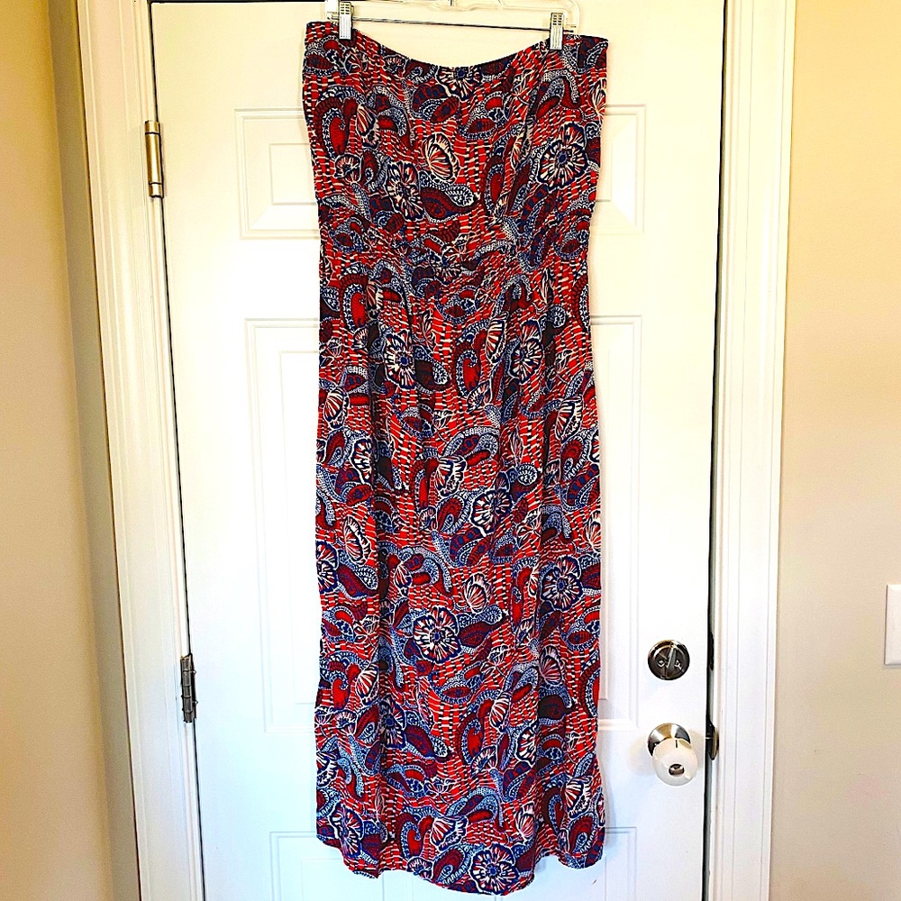 GAP Factory Red and Blue Paisley Maxi Dress